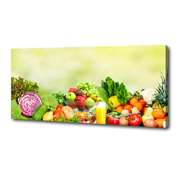 Cuadro canvas moderno de gran formato horizontal Verduras y frutas