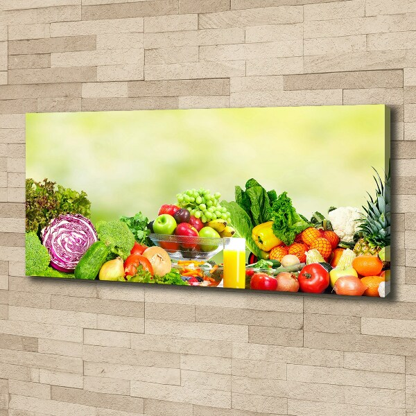 Cuadro canvas moderno de gran formato horizontal Verduras y frutas