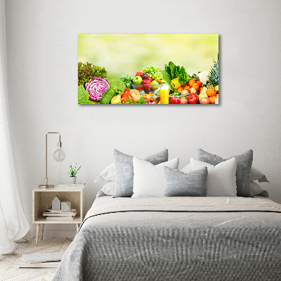Cuadro canvas moderno de gran formato horizontal Verduras y frutas