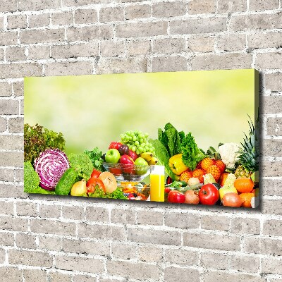 Cuadro canvas moderno de gran formato horizontal Verduras y frutas