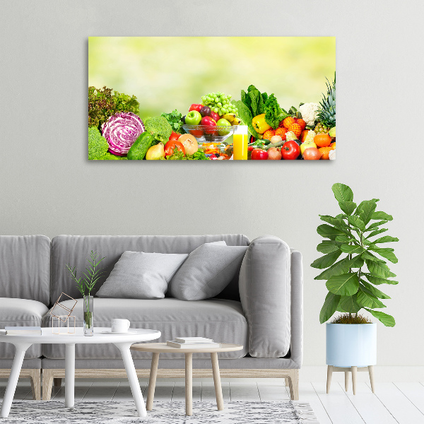 Cuadro canvas moderno de gran formato horizontal Verduras y frutas