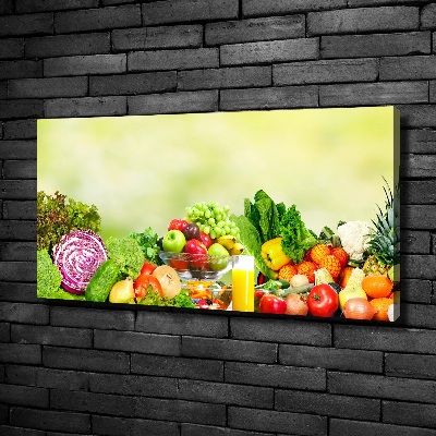 Cuadro canvas moderno de gran formato horizontal Verduras y frutas