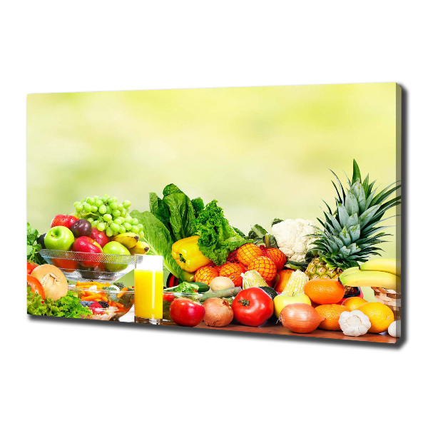Cuadro canvas moderno de gran formato horizontal Verduras y frutas