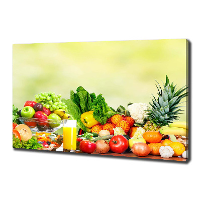 Cuadro canvas moderno de gran formato horizontal Verduras y frutas