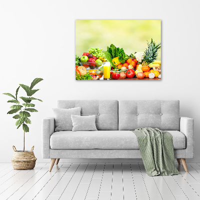 Cuadro canvas moderno de gran formato horizontal Verduras y frutas