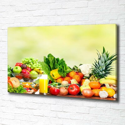 Cuadro canvas moderno de gran formato horizontal Verduras y frutas