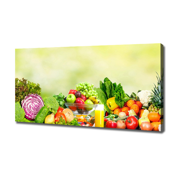 Cuadro canvas moderno de gran formato horizontal Verduras y frutas
