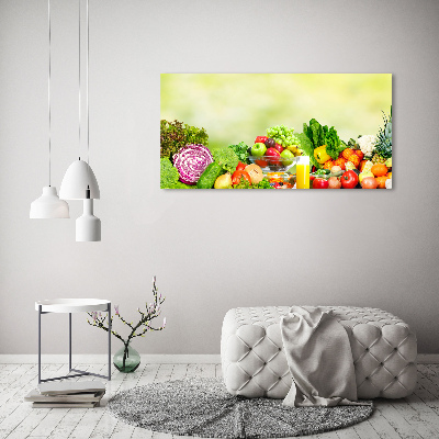 Cuadro canvas moderno de gran formato horizontal Verduras y frutas