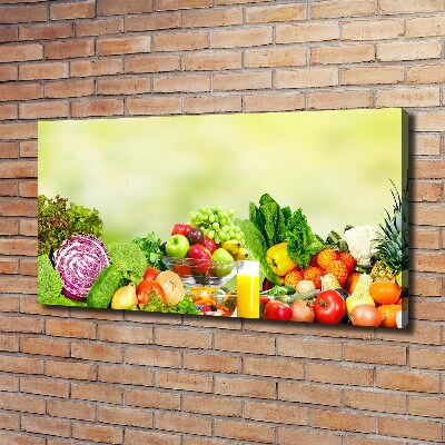 Cuadro canvas moderno de gran formato horizontal Verduras y frutas