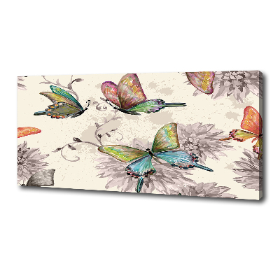 Fotocuadro en lienzo de alta calidad horizontal Mariposas y flores