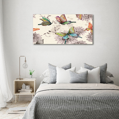 Fotocuadro en lienzo de alta calidad horizontal Mariposas y flores