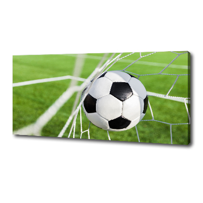 Cuadro canvas moderno de gran formato horizontal El balón está en la portería.