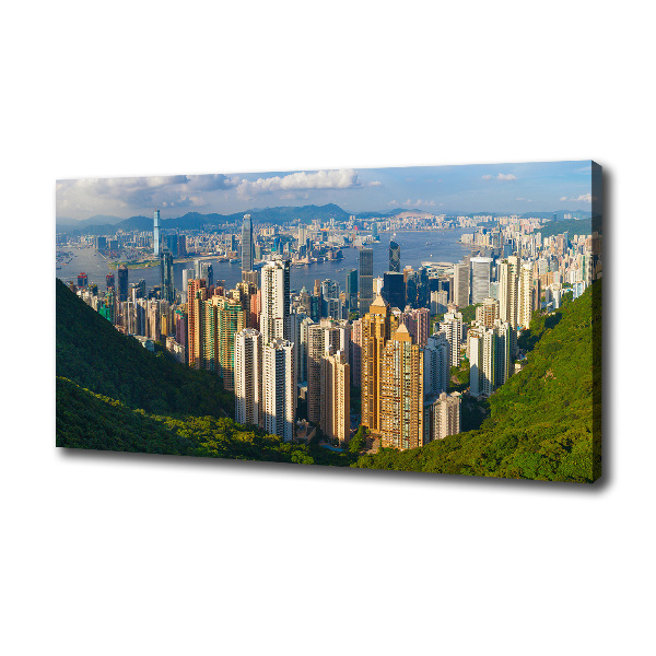 Fotocuadro en lienzo de alta calidad horizontal Panorama de Hong Kong