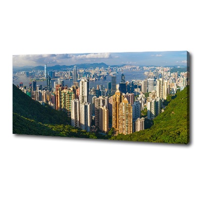 Fotocuadro en lienzo de alta calidad horizontal Panorama de Hong Kong