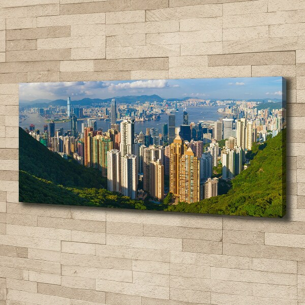 Fotocuadro en lienzo de alta calidad horizontal Panorama de Hong Kong