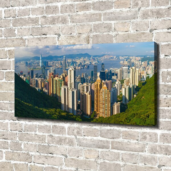 Fotocuadro en lienzo de alta calidad horizontal Panorama de Hong Kong