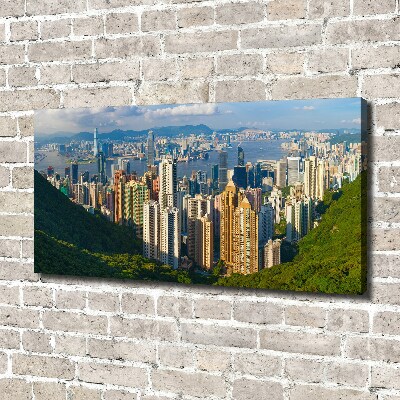Fotocuadro en lienzo de alta calidad horizontal Panorama de Hong Kong