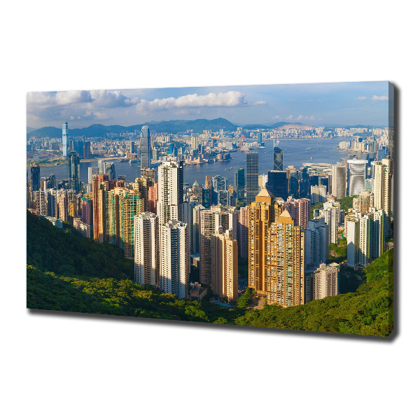 Fotocuadro en lienzo de alta calidad horizontal Panorama de Hong Kong