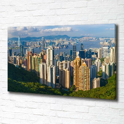 Fotocuadro en lienzo de alta calidad horizontal Panorama de Hong Kong