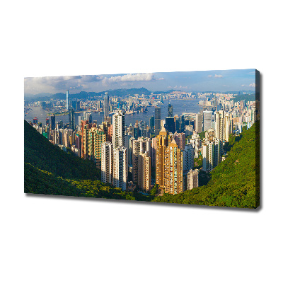 Fotocuadro en lienzo de alta calidad horizontal Panorama de Hong Kong