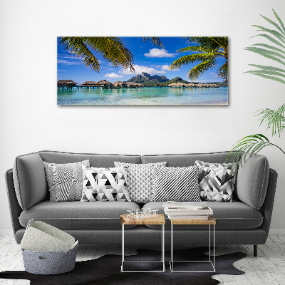 Fotocuadro en lienzo de alta calidad horizontal Palmeras en Bora Bora