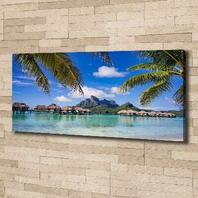 Fotocuadro en lienzo de alta calidad horizontal Palmeras en Bora Bora