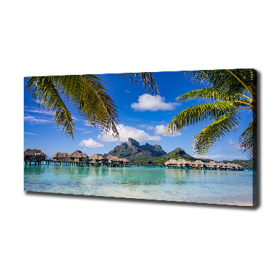Fotocuadro en lienzo de alta calidad horizontal Palmeras en Bora Bora