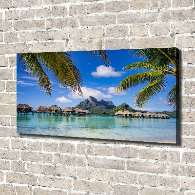 Fotocuadro en lienzo de alta calidad horizontal Palmeras en Bora Bora