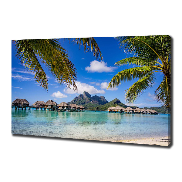 Fotocuadro en lienzo de alta calidad horizontal Palmeras en Bora Bora