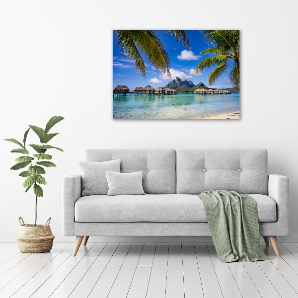 Fotocuadro en lienzo de alta calidad horizontal Palmeras en Bora Bora