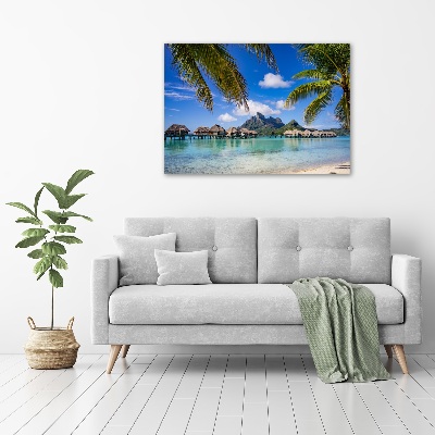 Fotocuadro en lienzo de alta calidad horizontal Palmeras en Bora Bora