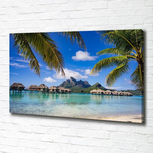 Fotocuadro en lienzo de alta calidad horizontal Palmeras en Bora Bora