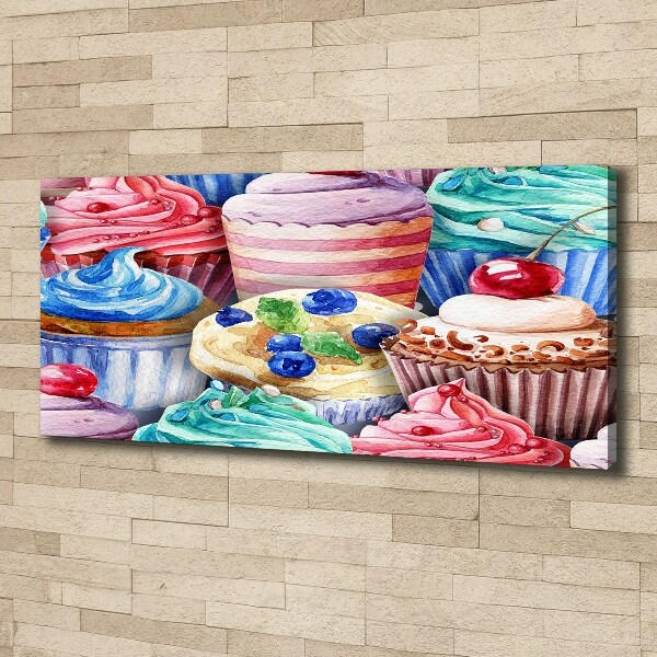 Fotocuadro en lienzo de alta calidad horizontal Cupcakes coloridos
