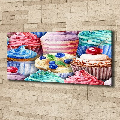 Fotocuadro en lienzo de alta calidad horizontal Cupcakes coloridos