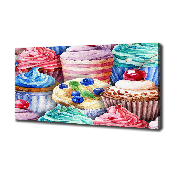 Fotocuadro en lienzo de alta calidad horizontal Cupcakes coloridos