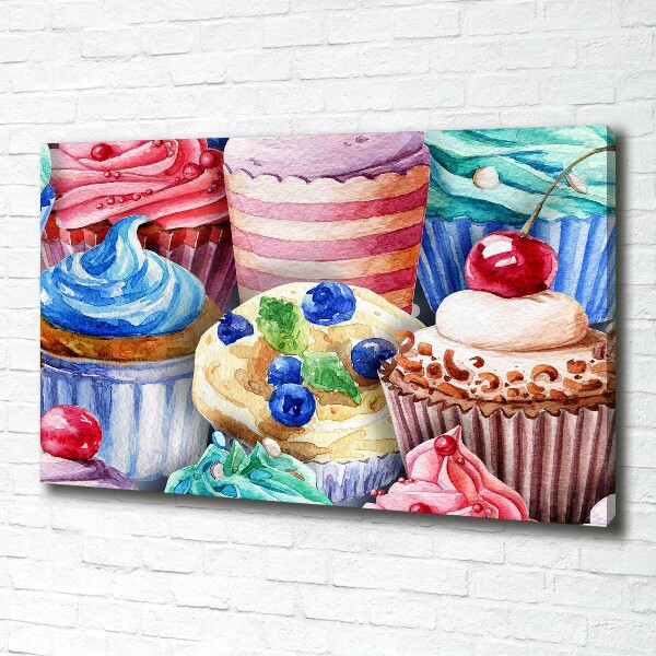 Fotocuadro en lienzo de alta calidad horizontal Cupcakes coloridos