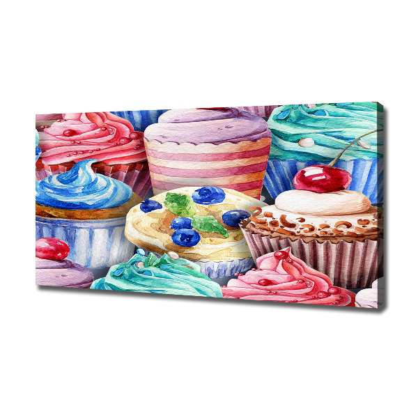Fotocuadro en lienzo de alta calidad horizontal Cupcakes coloridos