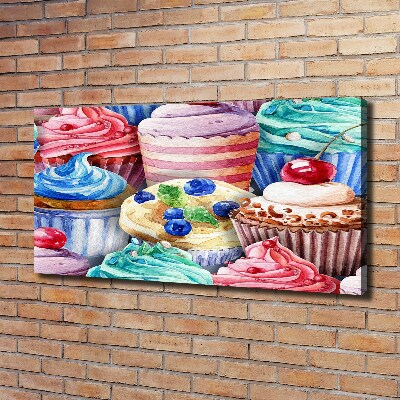 Fotocuadro en lienzo de alta calidad horizontal Cupcakes coloridos