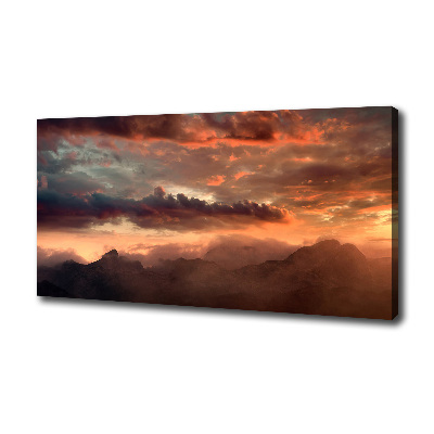 Cuadro canvas con impresión uv duradera horizontal Puesta de sol sobre las montañas