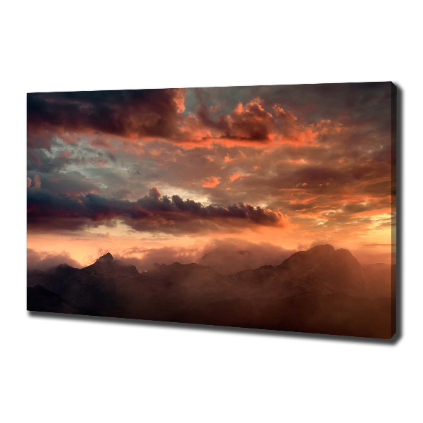 Cuadro canvas con impresión uv duradera horizontal Puesta de sol sobre las montañas