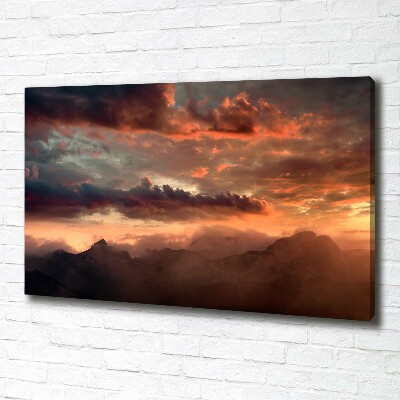 Cuadro canvas con impresión uv duradera horizontal Puesta de sol sobre las montañas
