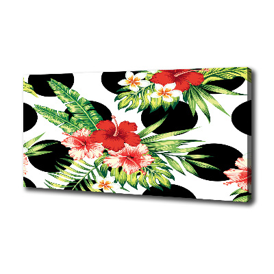 Cuadro canvas moderno de gran formato horizontal flores hawaianas