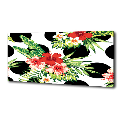 Cuadro canvas moderno de gran formato horizontal flores hawaianas