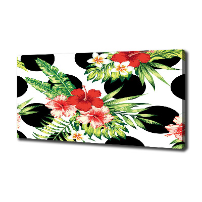 Cuadro canvas moderno de gran formato horizontal flores hawaianas