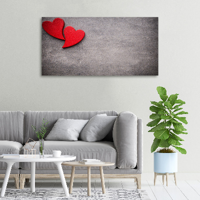 Cuadro canvas con impresión uv duradera horizontal Corazones rojos