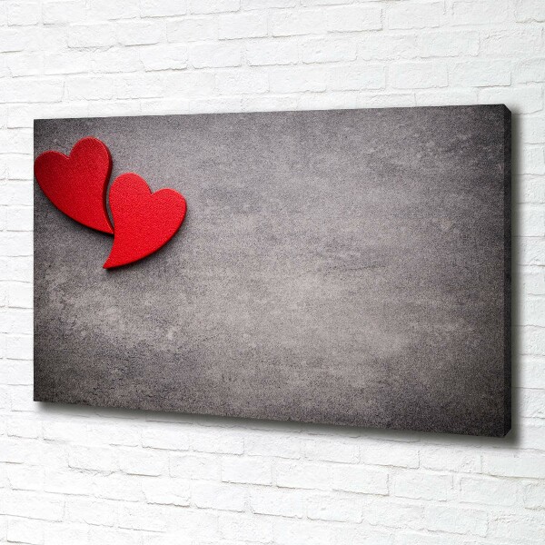 Cuadro canvas con impresión uv duradera horizontal Corazones rojos