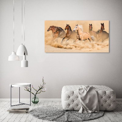 Cuadro canvas con impresión uv duradera horizontal Caballos del desierto