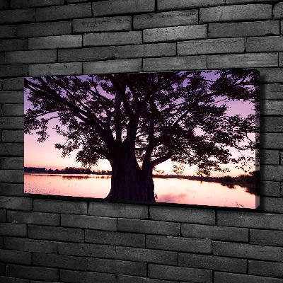 Foto en lienzo con acabado profesional horizontal Árbol y lago