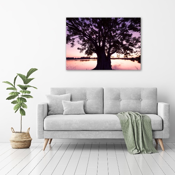 Foto en lienzo con acabado profesional horizontal Árbol y lago