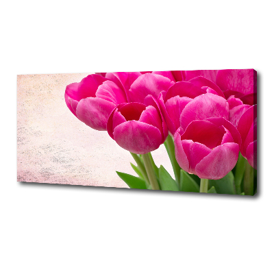 Fotocuadro en lienzo de alta calidad horizontal tulipanes rosados